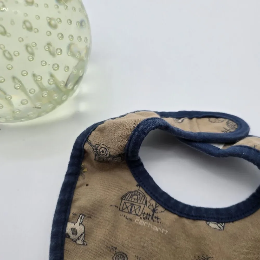 Carhartt Baby Bib Feeding Unisex Shower Gift Bandanna Brown Blue Farm One Size